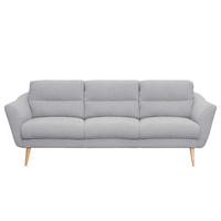 3-SITZER-SOFA in Webstoff Hellgrau  - Buchefarben/Hellgrau, Design, Holz/Textil (209/87/88cm) - Livetastic