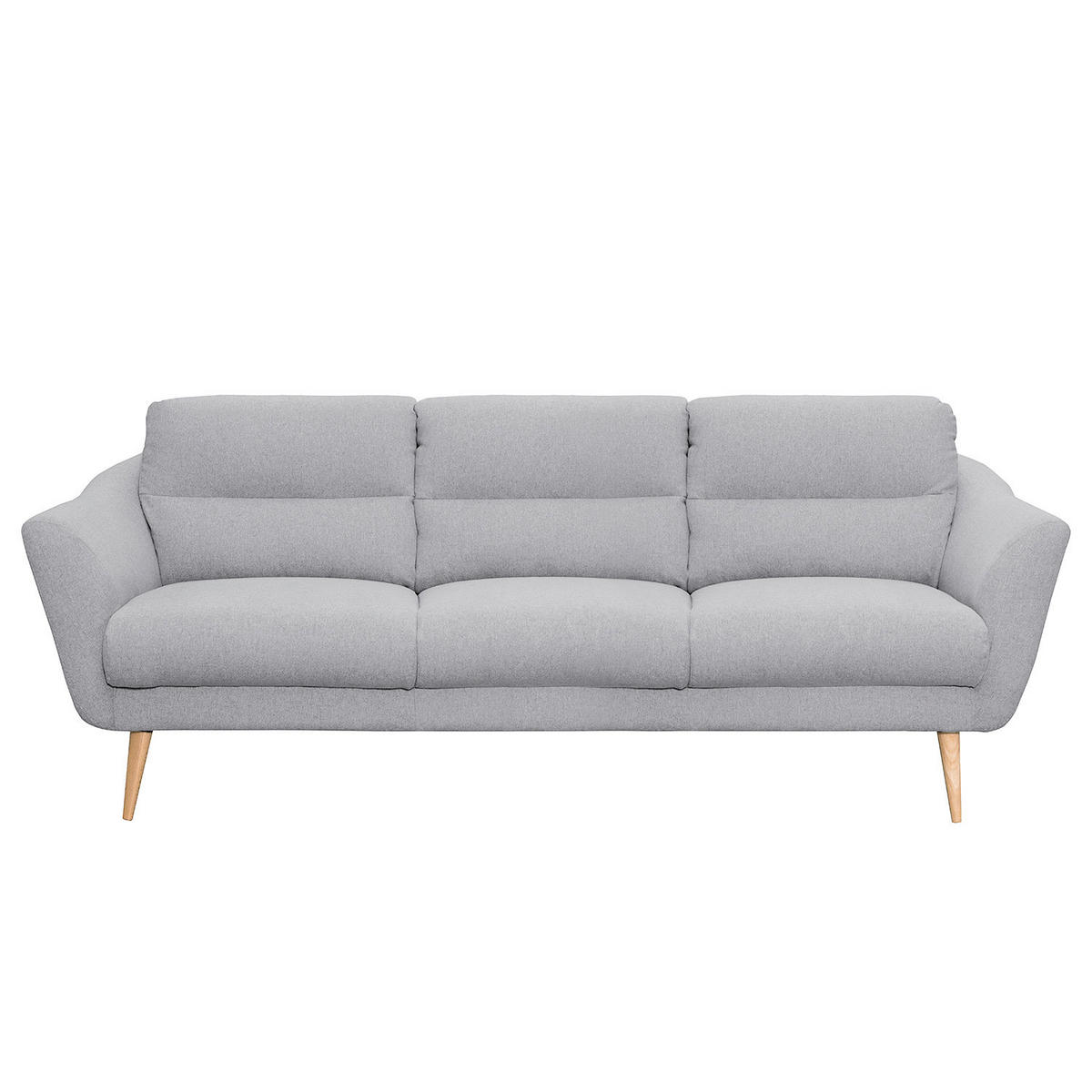 3-SITZER-SOFA in Webstoff Hellgrau  - Buchefarben/Hellgrau, Design, Holz/Textil (209/87/88cm) - Livetastic