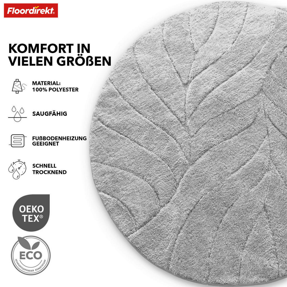 BADEMATTE Maris Silberfarben 120 cm  - Silberfarben, Basics, Kunststoff/Textil (120cm) - Floordirekt