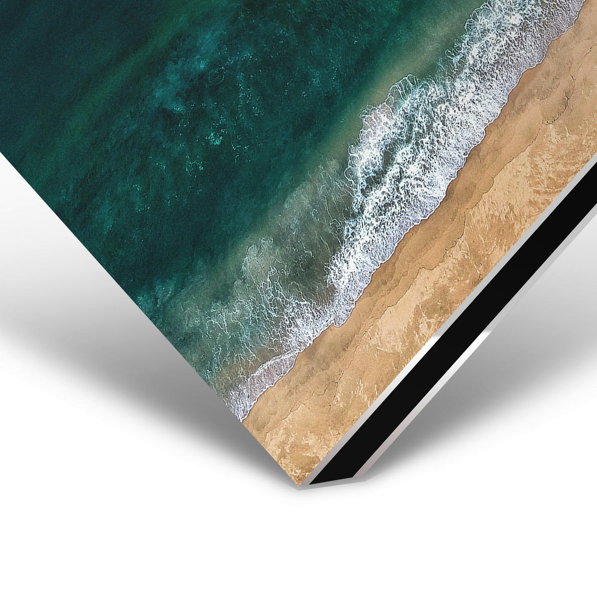 ALUMINIUMBILD Landschaft & Natur, Strand & Meer, Wasser 74/74 cm  - Blau/Dunkelgrün, Design, Metall (74/74cm)