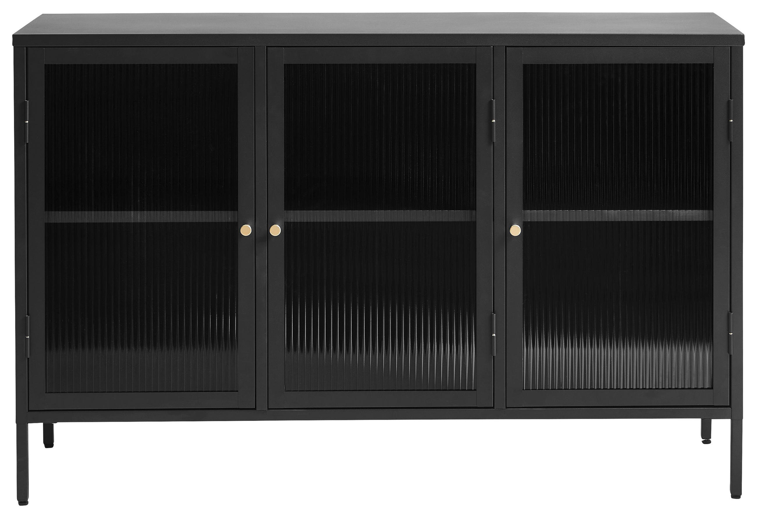 SIDEBOARD svart, guldfärgad  132/85/40 cm  - svart/guldfärgad, Design, metall/glas (132/85/40cm) - Lomoco