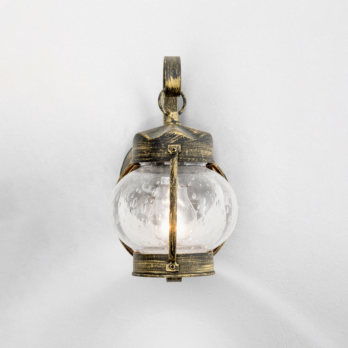 AUßENWANDLEUCHTE Taverna   - Goldfarben/Schwarz, LIFESTYLE, Glas/Metall (14/26/19cm)