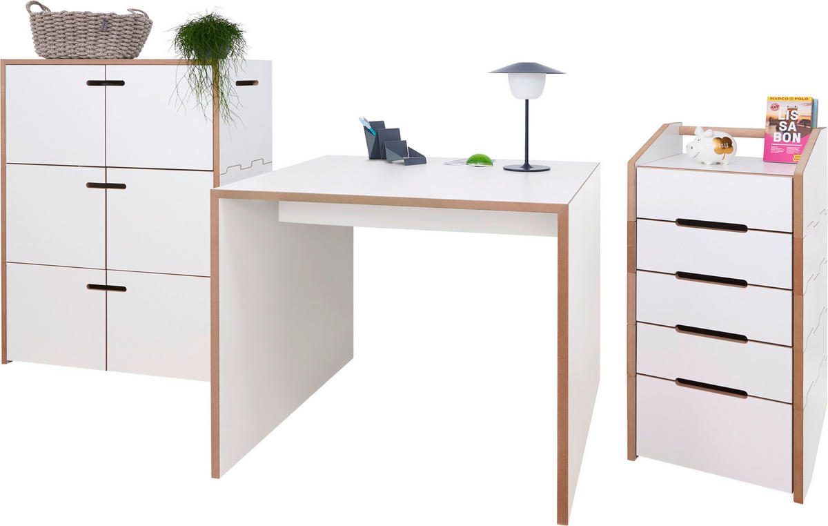 SCHREIBTISCH 80/80/74 cm  in Weiß, Buchefarben  - Buchefarben/Weiß, MODERN, Holzwerkstoff (80/80/74cm) - Tojo
