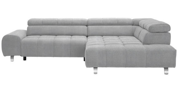 ECKSOFA in Webstoff Hellgrau  295/201 cm  - Silberfarben/Hellgrau, Design, Textil/Metall (295/201cm) - Hom`in