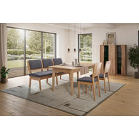 TISCHGRUPPE in Holz, Textil Anthrazit, Wildeiche  - Wildeiche/Anthrazit, Natur, Holz/Textil - Linea Natura