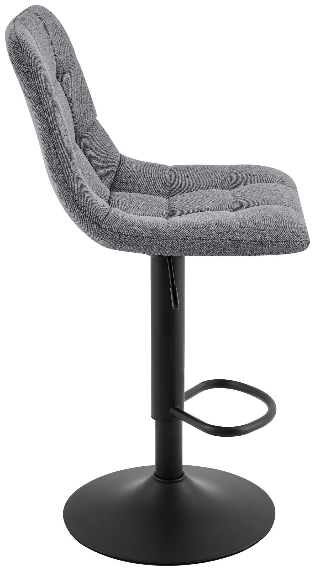 BARHOCKER Webstoff Grau, Schwarz Eisen Sitzfläche 360° drehbar  - Schwarz/Grau, Design, Textil/Metall (43/90-112/47cm) - Stylife