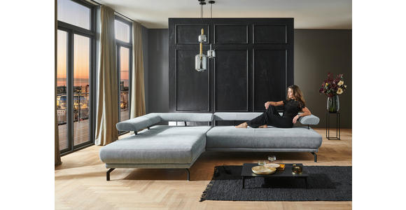 ECKSOFA in Chenille Hellblau 224/305 cm - Schwarz/Hellblau, Design, Textil/Metall (224/305cm) - Dieter Knoll