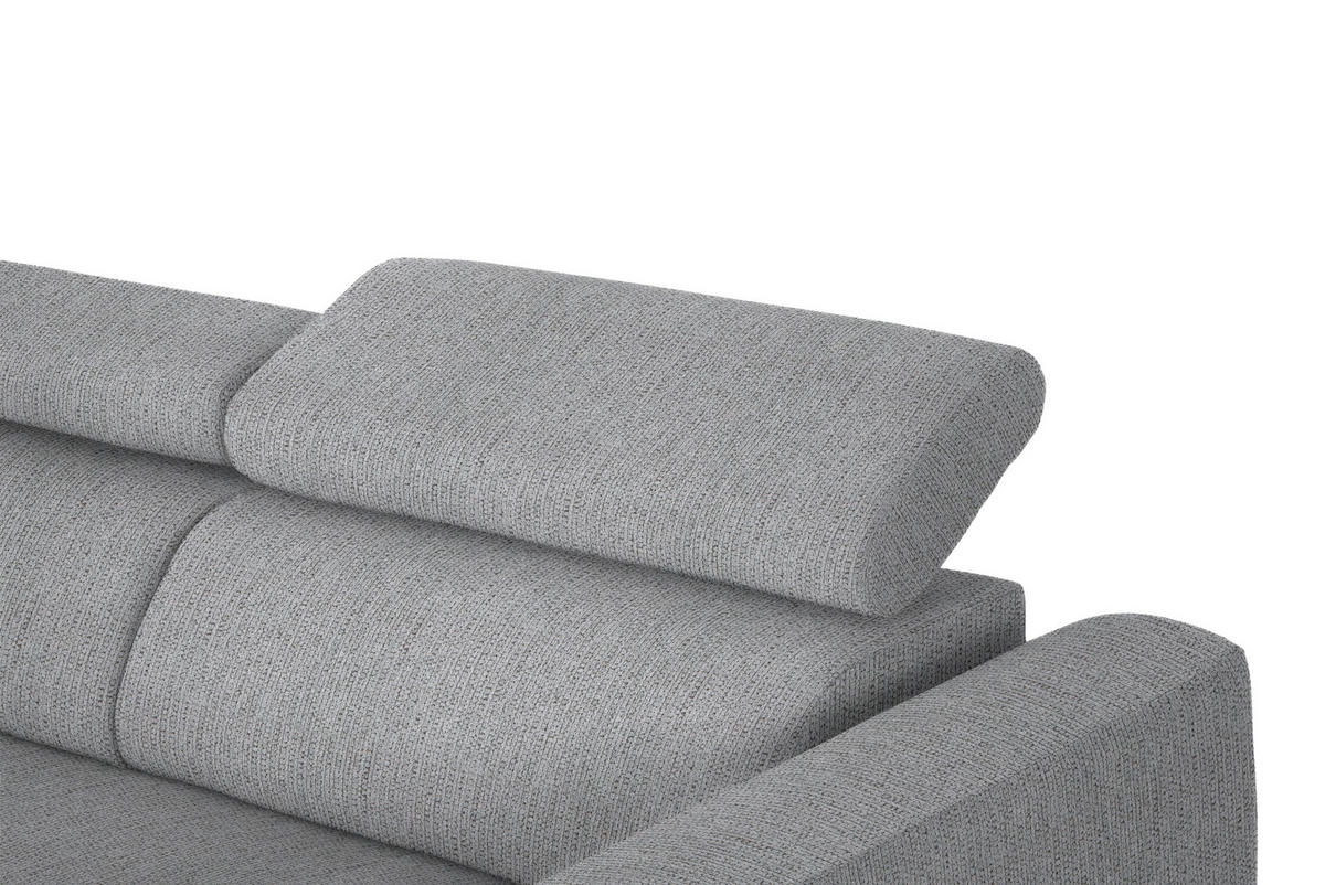 ECKSOFA in Webstoff Silberfarben  - Silberfarben/Schwarz, Design, Textil/Metall (205/280cm) - Xora