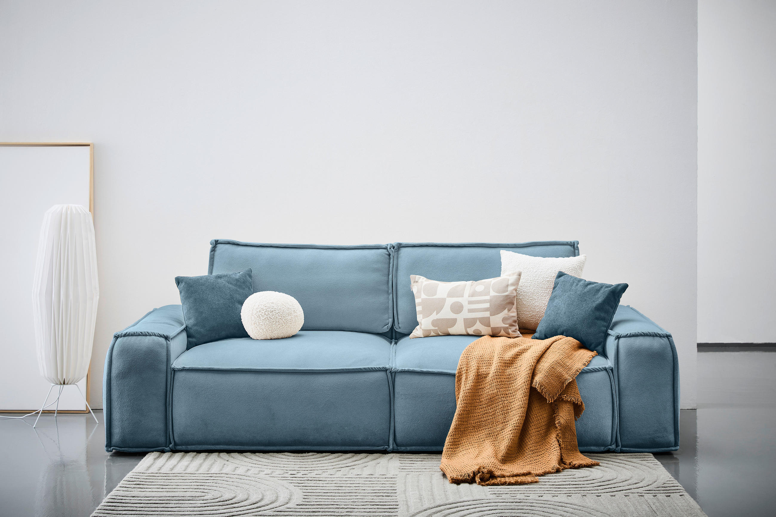 Thumbnail - Carryhome Schlafsofa, Petrol, Textil, 3-Sitzer, Füllung: Schaumstoffflocken, 256x83x115 cm, Liegefunktion, Schlafen auf ...