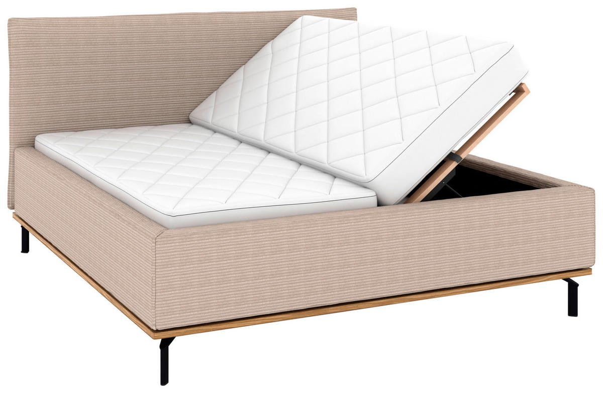 POLSTERBETT Matratze, Lattenrost, Bettkasten 180/200 cm  in Taupe  - Taupe/Graphitfarben, Design, Holz/Textil (180/200cm) - Musterring