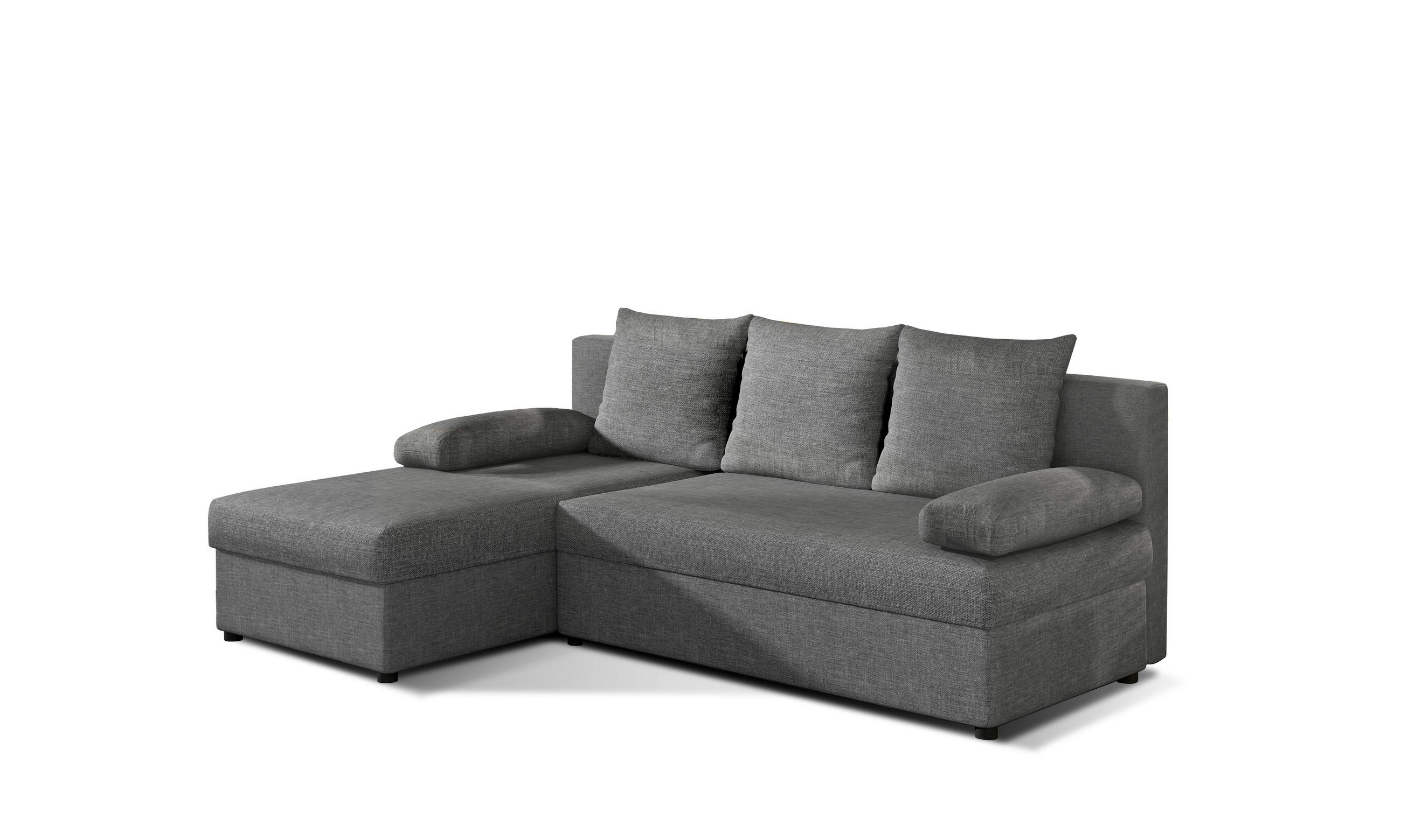ECKSOFA Grau Webstoff  - Schwarz/Grau, Design, Kunststoff/Textil (201/143cm) - MID.YOU
