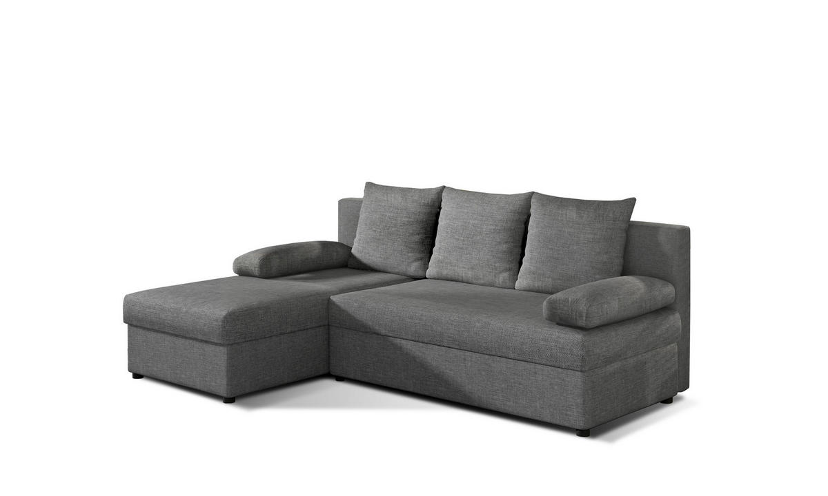 ECKSOFA Grau Webstoff  - Schwarz/Grau, Design, Kunststoff/Textil (201/143cm) - MID.YOU