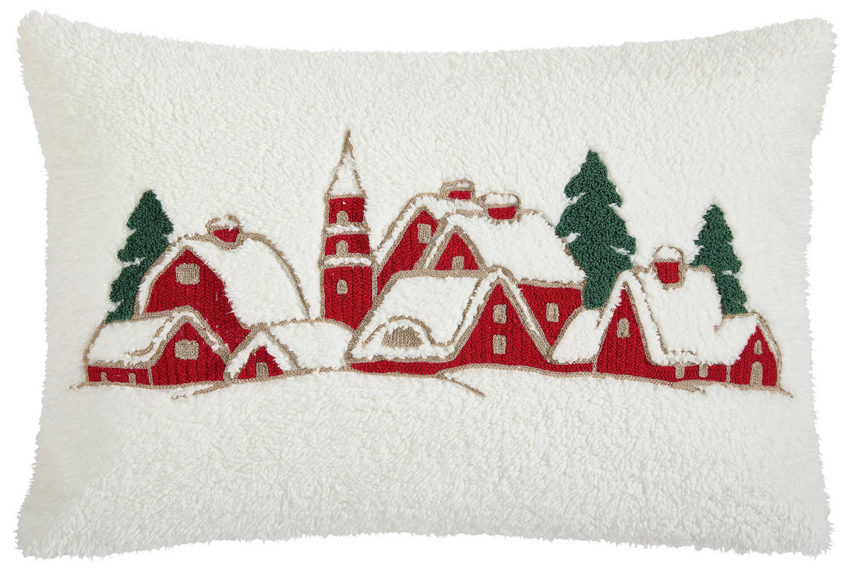 KISSENHÜLLE VILLAGE 40/60 cm  - Rot/Weiß, Design, Textil (40/60cm) - X-Mas