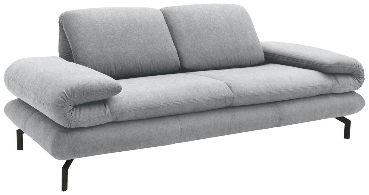 2,5-SITZER mit Funktionen in Webstoff Silberfarben  - Silberfarben/Schwarz, Design, Textil/Metall (224 (284)/83 (110)/98cm) - LOOKS by W.Joop