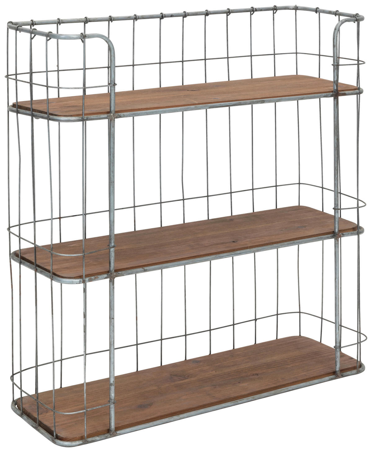 NÁSTĚNNÝ REGÁL, 63/66/21 cm - barvy stříbra/přírodní barvy, Lifestyle, kov/dřevo (63/66/21cm) - Livetastic