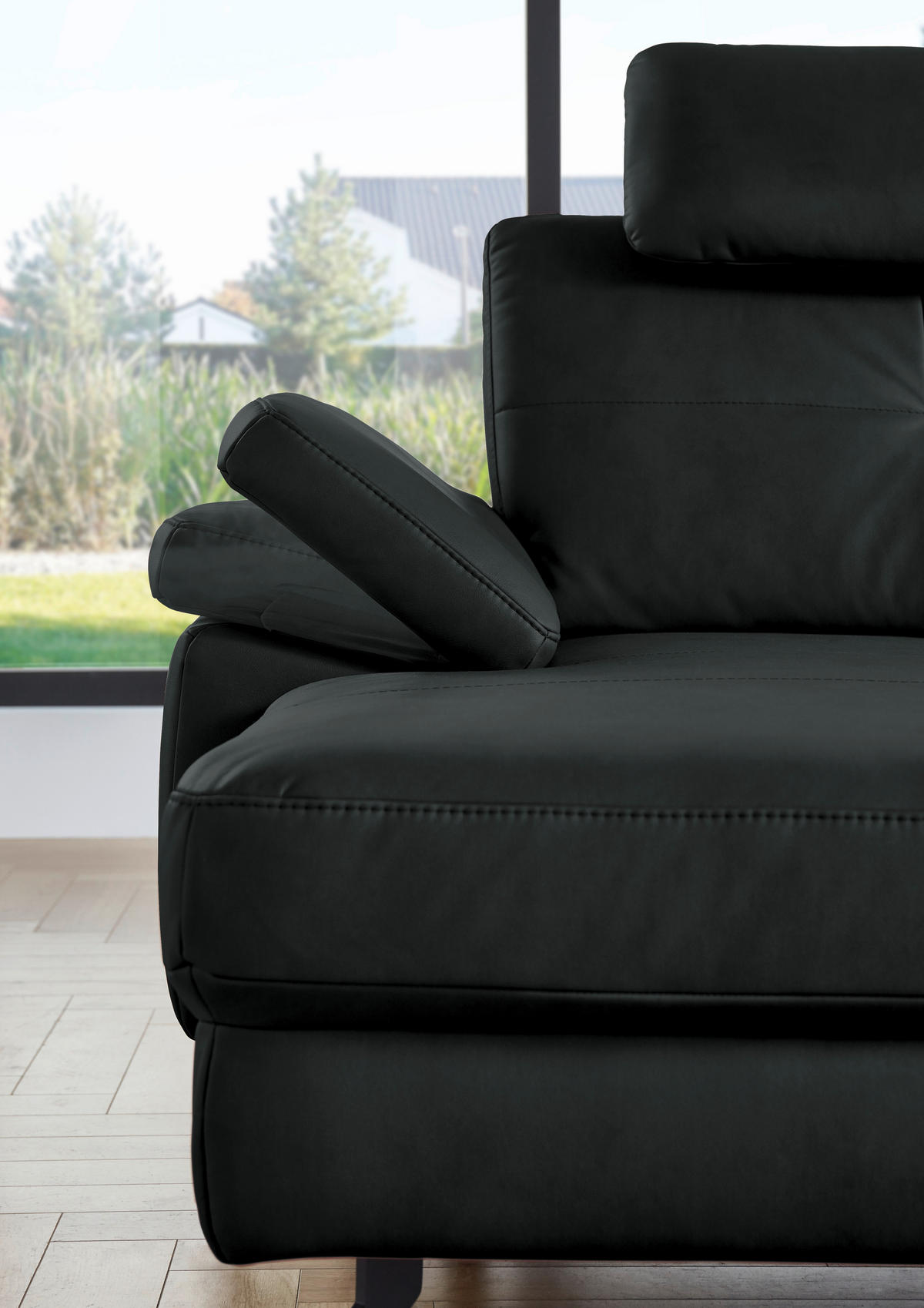 SOFFA i läderimitation, mikrofiber antracit  - svart/antracit, Design, metall/textil (345/220cm) - Beldomo System