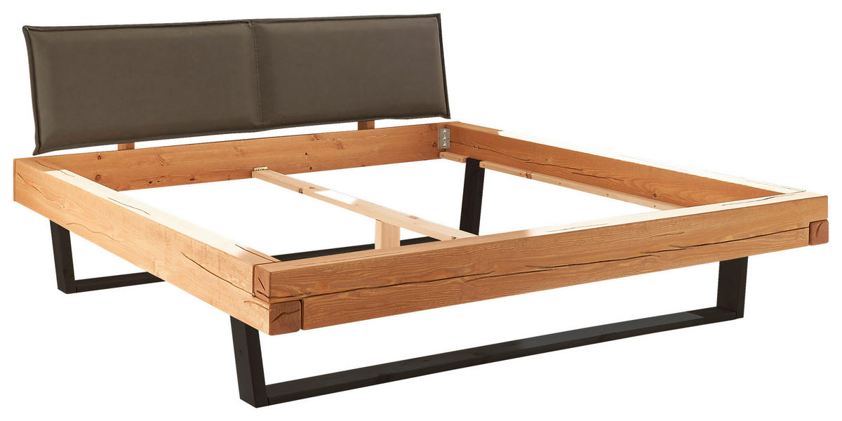 BALKENBETT 180/200 cm    - Schwarz/Grau, Modern, Holz/Textil (180/200cm) - Livetastic