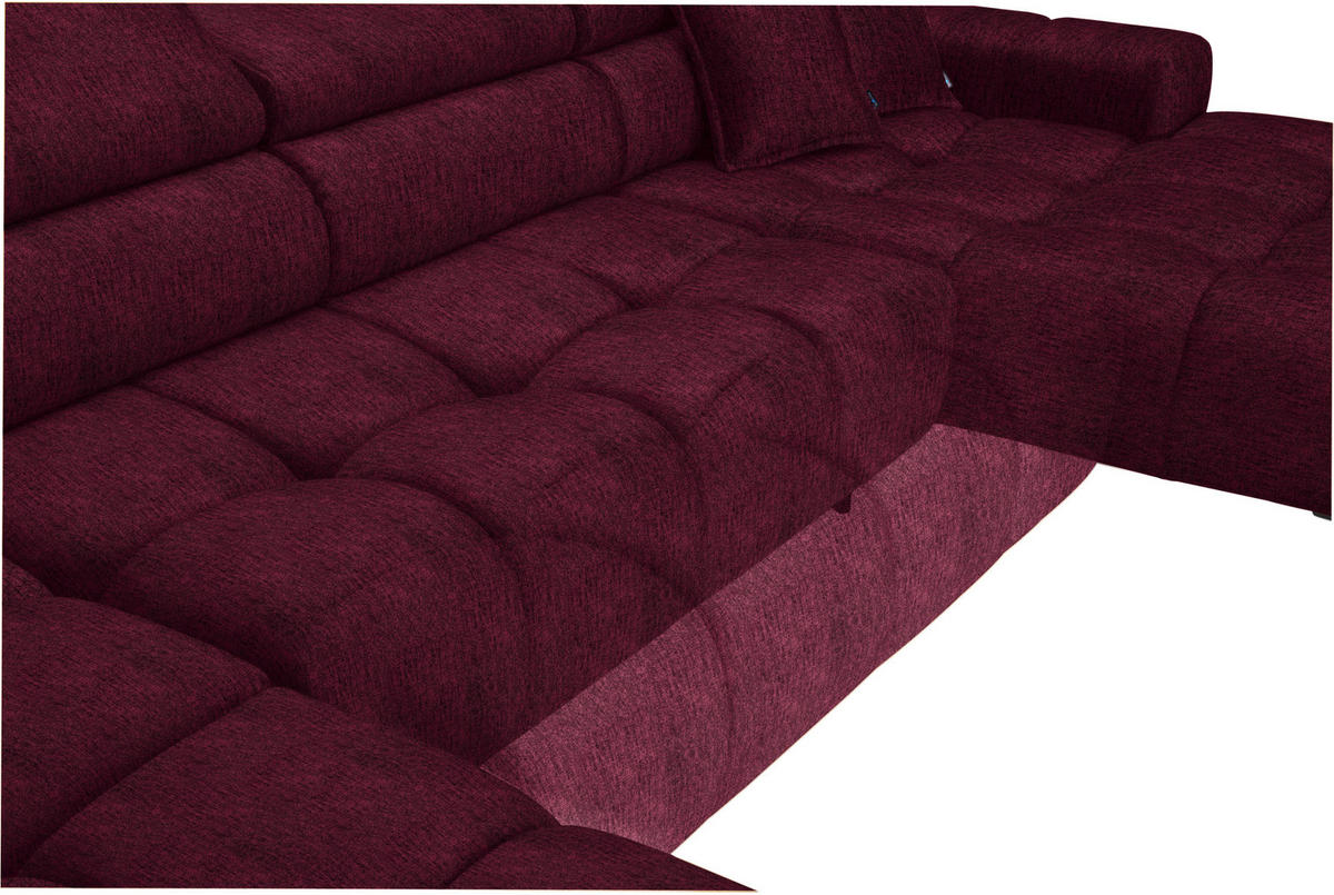 WOHNLANDSCHAFT in Samt, Webstoff Bordeaux  - Bordeaux/Schwarz, Design, Textil/Metall (216/385/177cm) - Welnova