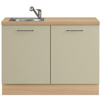 SPÜLENUNTERSCHRANK 120/91,8/58 cm  Eichefarben, Salbeigrün  - Eichefarben/Salbeigrün, Basics, Holzwerkstoff/Metall (120/91,8/58cm) - Impuls