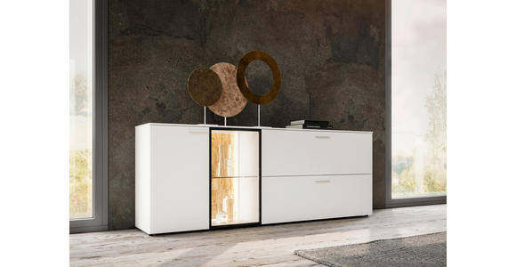 SIDEBOARD 210/80/42 cm  - Eichefarben/Schwarz, Design, Glas/Holz (210/80/42cm) - Moderano