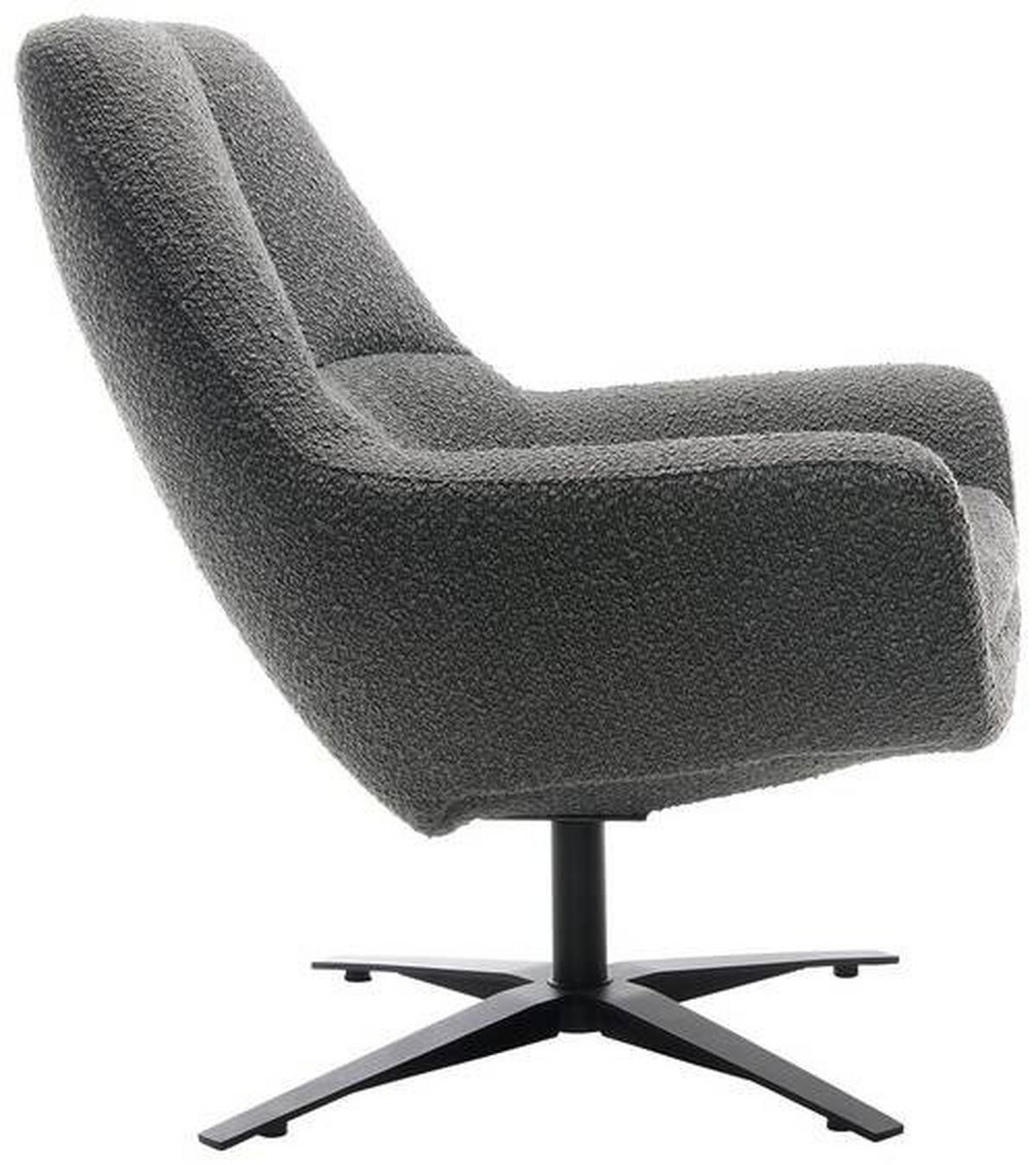 SESSEL in Bouclé Anthrazit  - Anthrazit/Schwarz, Modern, Textil/Metall (81/92/83cm) - Trendmanufaktur