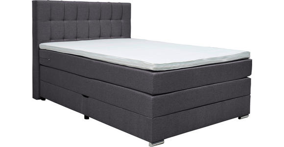 BOXSPRINGBETT 140/200 cm  in Dunkelgrau  - Dunkelgrau/Alufarben, KONVENTIONELL, Kunststoff/Textil (140/200cm) - Carryhome