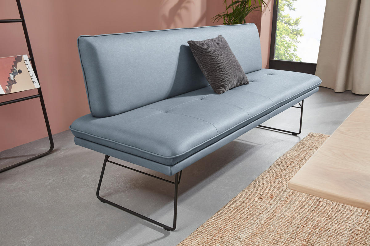 SITZBANK in Metall, Textil Blau, Schwarz  - Blau/Schwarz, Design, Textil/Metall (195/87/65cm) - Dieter Knoll