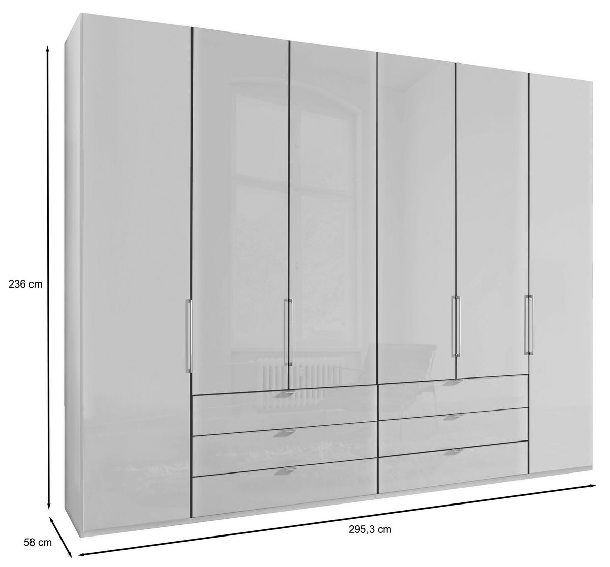 FALTTÜRENSCHRANK in Weiss  - Chromfarben/Weiss, Konventionell, Glas/Holzwerkstoff (300/236/58cm) - Dieter Knoll