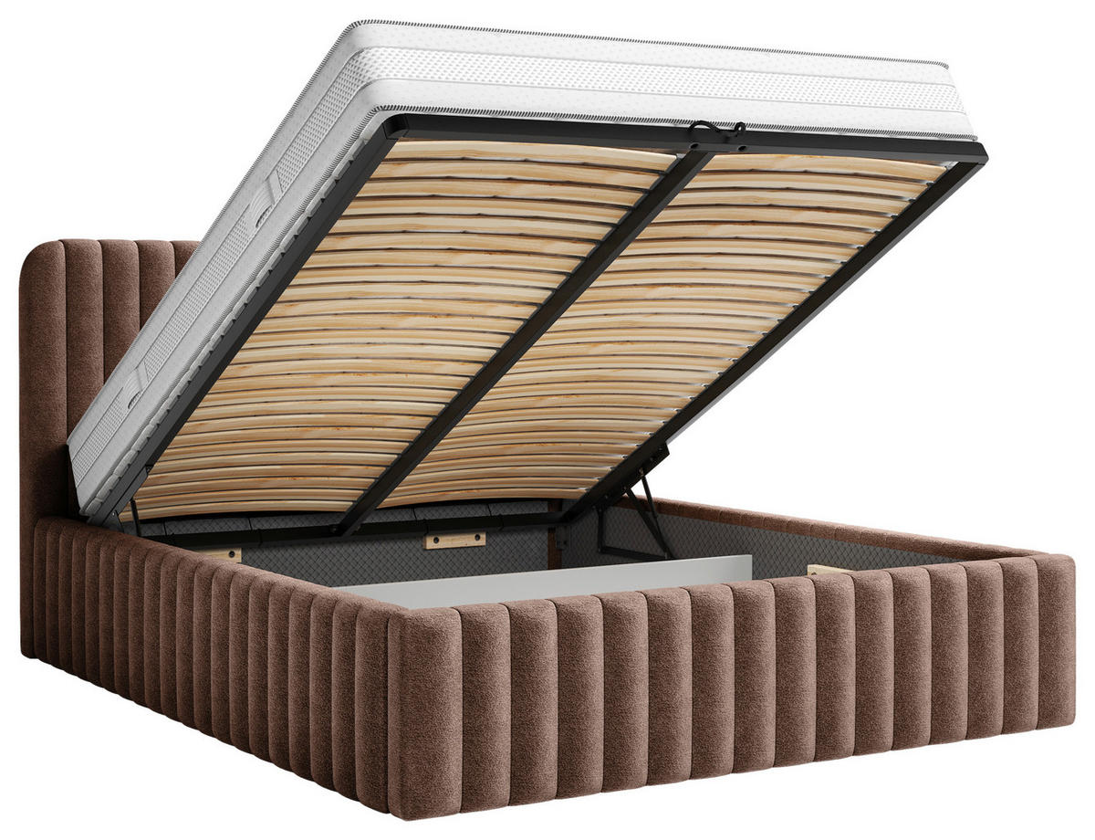 POLSTERBETT Lattenrost, Bettkasten Braun 160/200 cm  - Schwarz/Braun, MODERN, Holz/Holzwerkstoff (160/200cm) - MID.YOU