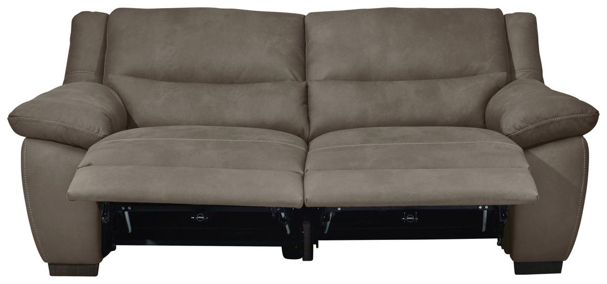 2-SITZER mit elektr.Funktion in Webstoff Braun, Greige  - Wengefarben/Greige, Konventionell, Holz/Textil (173/96/99cm) - Livetastic