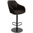 BARHOCKER in Metall, Leder Dunkelbraun  - Dunkelbraun/Schwarz, Design, Leder/Metall (59/109,5-120/42cm) - Johann Jakob