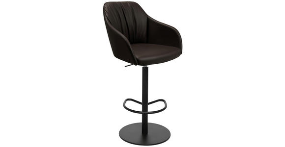 BARHOCKER in Metall, Leder Dunkelbraun - Dunkelbraun/Schwarz, Design, Leder/Metall (59/109,5-120/42cm) - Johann Jakob