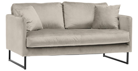 2-SITZER-SOFA in Samt Taupe - Taupe/Schwarz, Design, Textil/Metall (150/78/84cm) - Carryhome