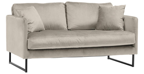 2-SITZER-SOFA in Samt Taupe  - Taupe/Schwarz, Design, Textil/Metall (150/78/84cm) - Carryhome