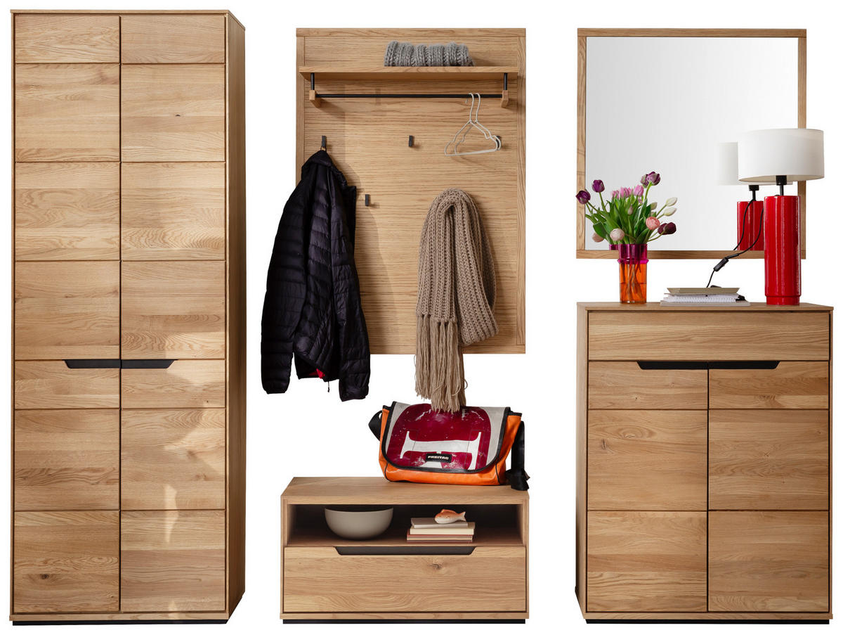 GARDEROBE 5-teilig  in 267/195/41 cm  - Wildeiche, Natur, Holz/Holzwerkstoff (267/195/41cm) - Linea Natura