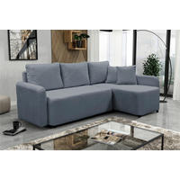 ECKSOFA STERN Grau Bouclé Zierkissen, Rückenkissen, Bettkasten  - Schwarz/Grau, Design, Kunststoff/Textil (207/152cm) - MID.YOU