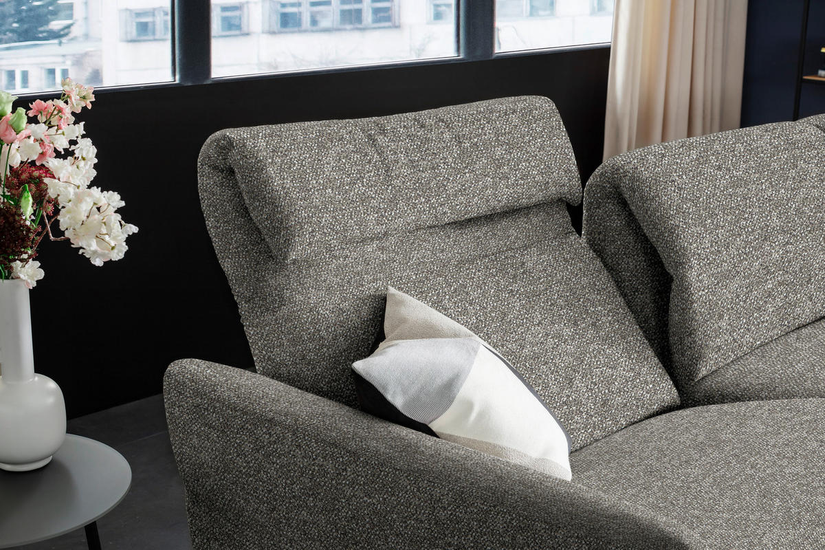 ECKSOFA Greige Chenille  - Greige/Schwarz, Design, Textil/Metall (299/187cm) - Schöner Wohnen
