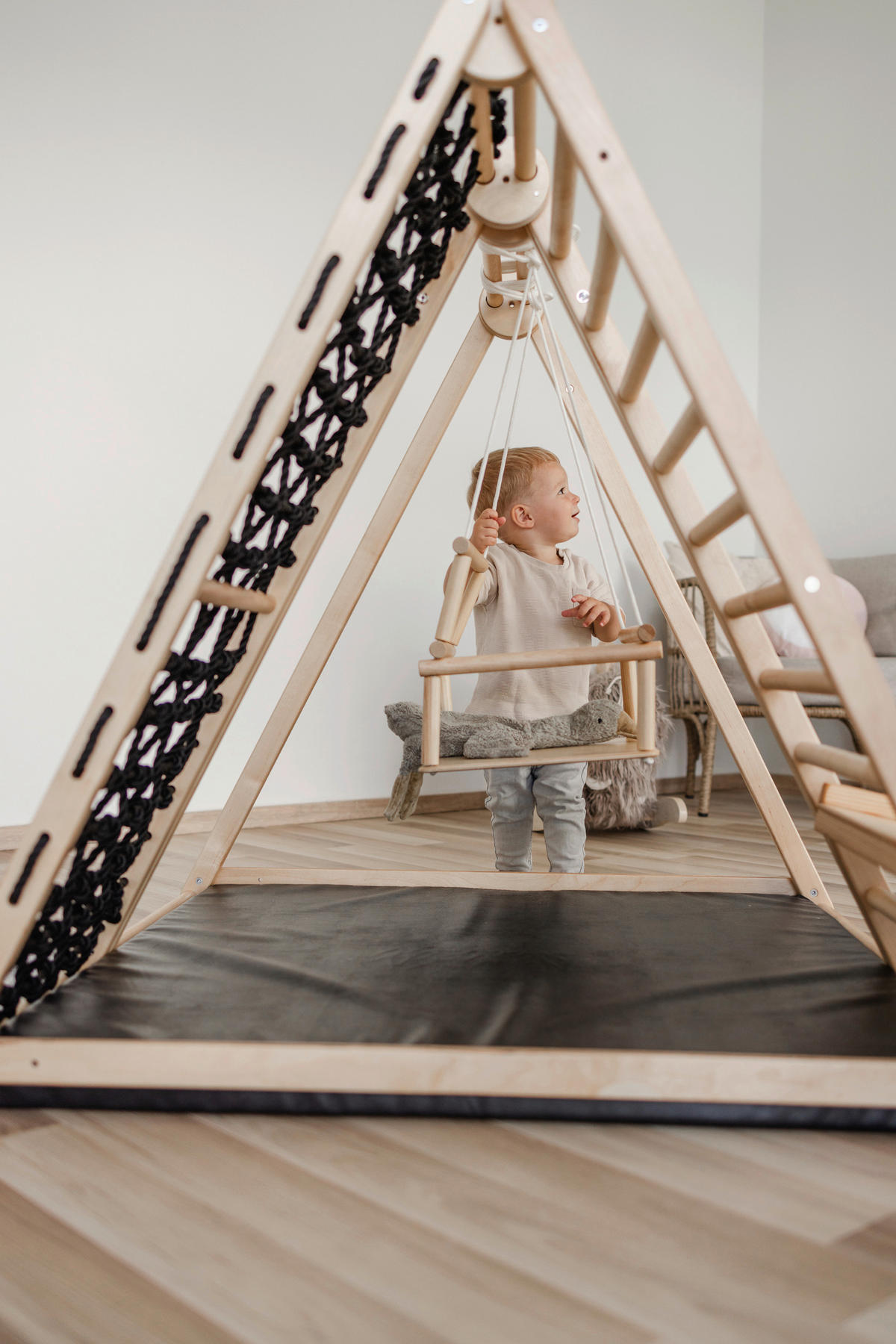 KLETTERGERÜST  - Birkefarben/Schwarz, Basics, Holz (105/110/100cm)