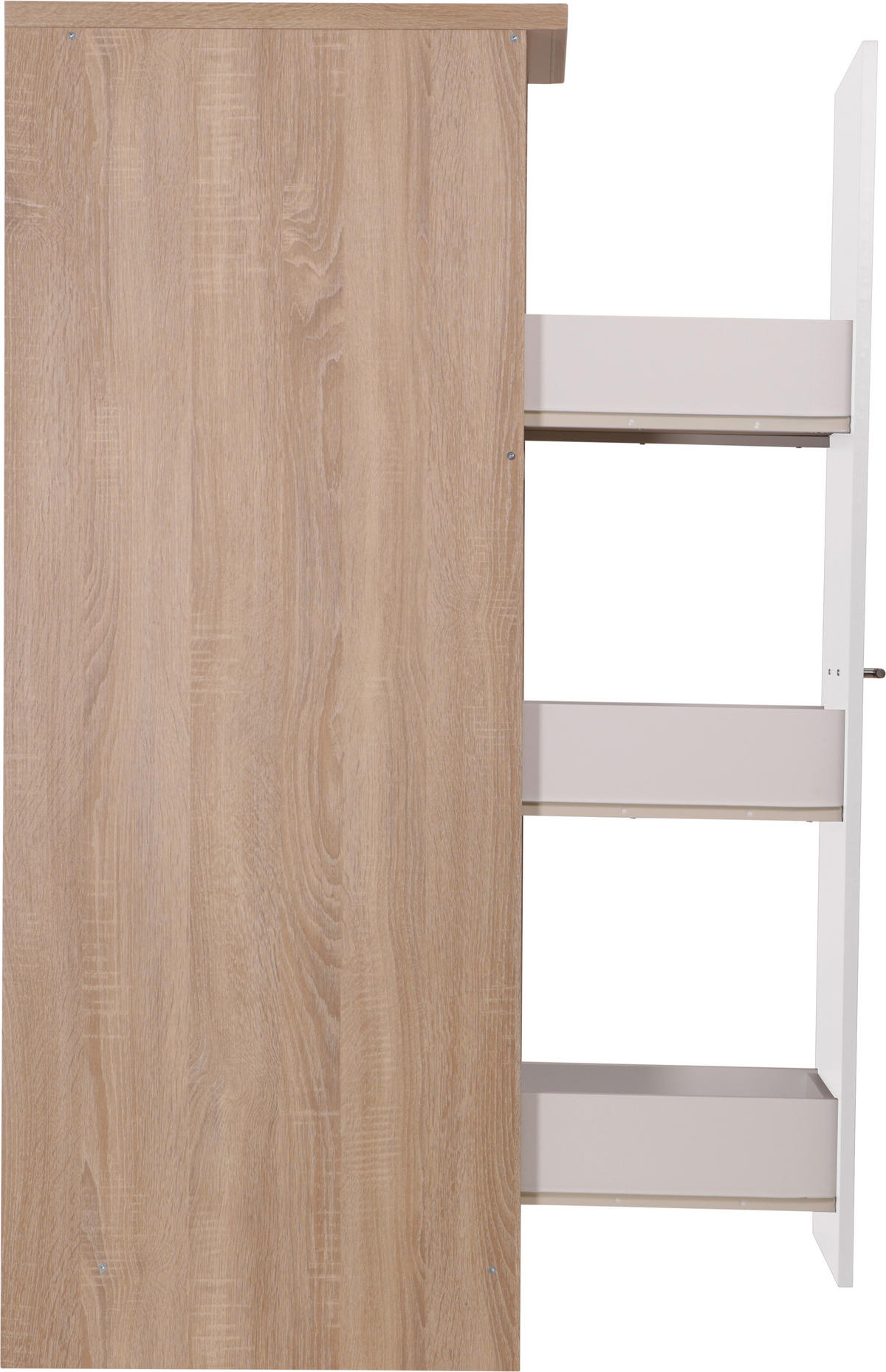 APOTHEKERSCHRANK 30/144,8/60 cm  in Weiß, Eichefarben  - Eichefarben/Silberfarben, Basics, Holzwerkstoff/Metall (30/144,8/60cm) - Respekta