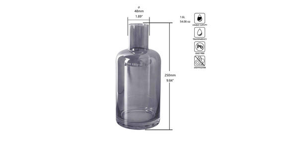 WASSERKARAFFE 1,5 L - Grau, Trend, Glas (11/25cm) - Novel