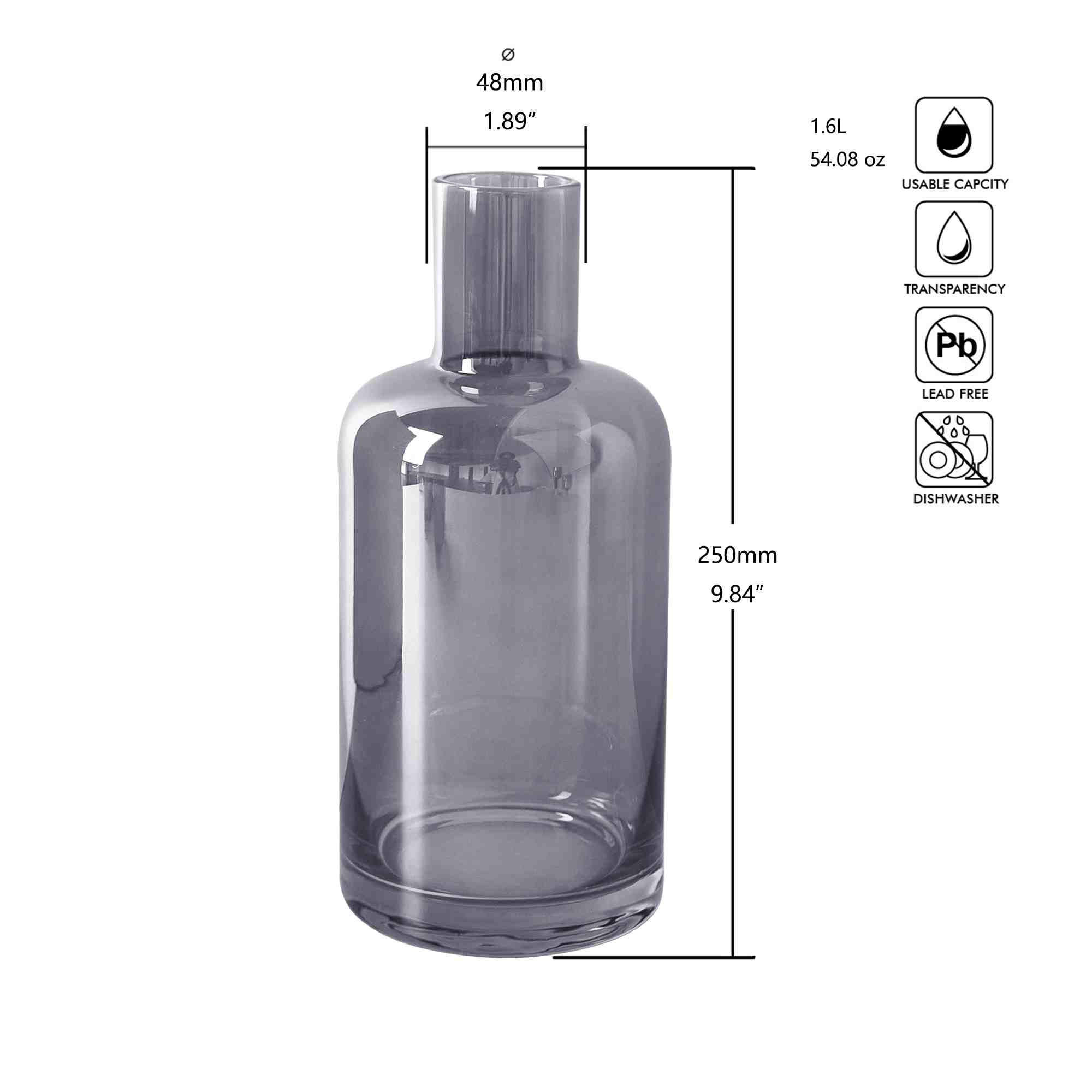 WASSERKARAFFE 1,5 L    - Grau, Trend, Glas (11/25cm) - Novel