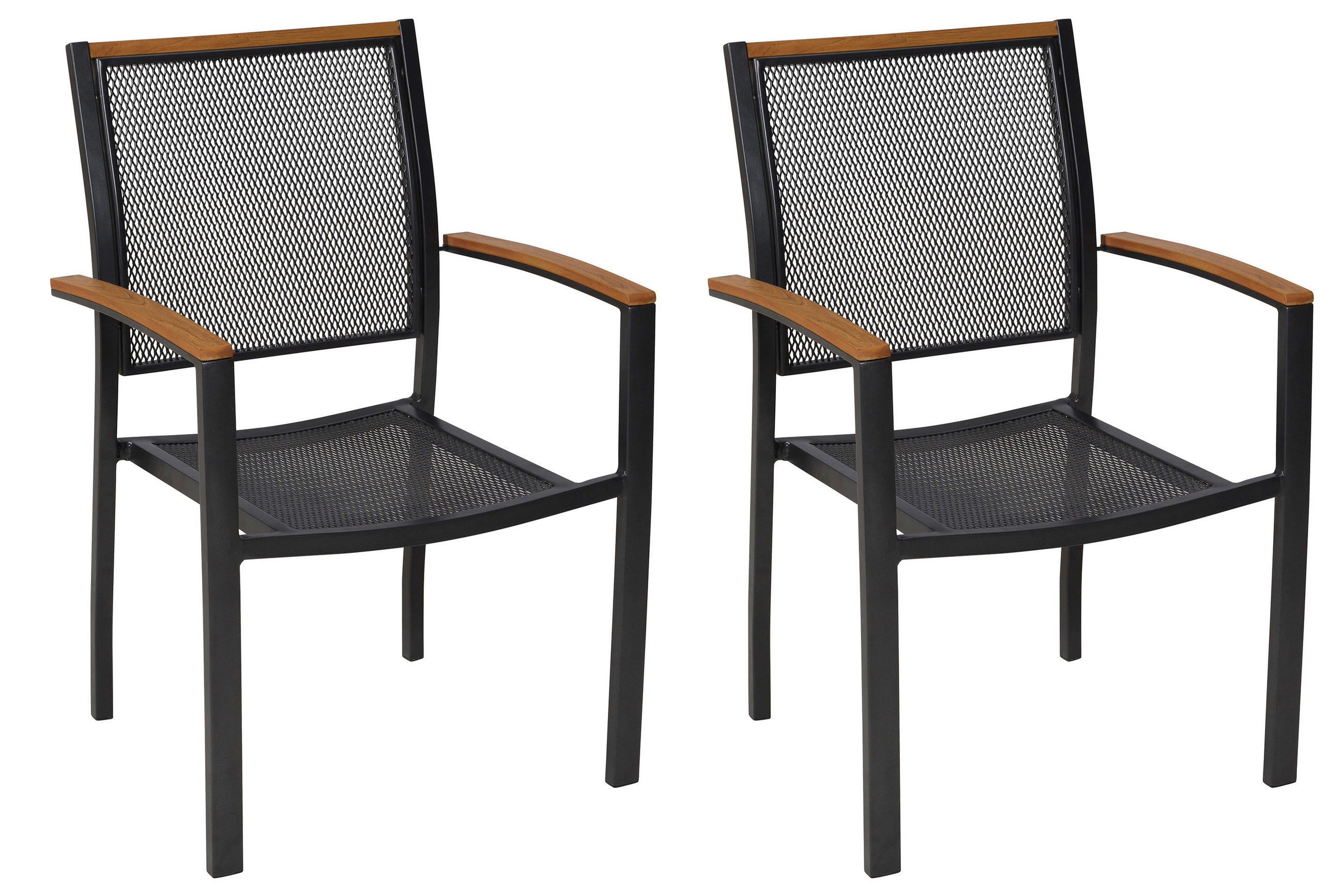 GARTENSTUHL-SET Metall, Kunststoff Graphitfarben, Naturfarben  - Graphitfarben/Naturfarben, KONVENTIONELL, Kunststoff/Metall (61/91/56cm) - Gardenson