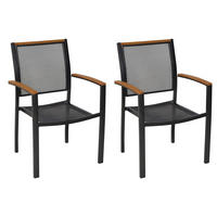 GARTENSTUHL-SET Metall, Kunststoff Graphitfarben, Naturfarben  - Graphitfarben/Naturfarben, KONVENTIONELL, Kunststoff/Metall (61/91/56cm) - Gardenson