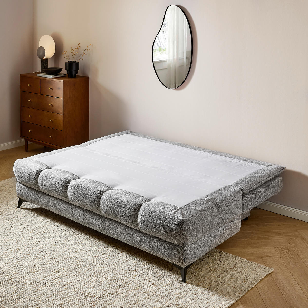 SCHLAFSOFA Flachgewebe Grau  - Schwarz/Grau, Design, Textil/Metall (197/95/92cm) - Stylife
