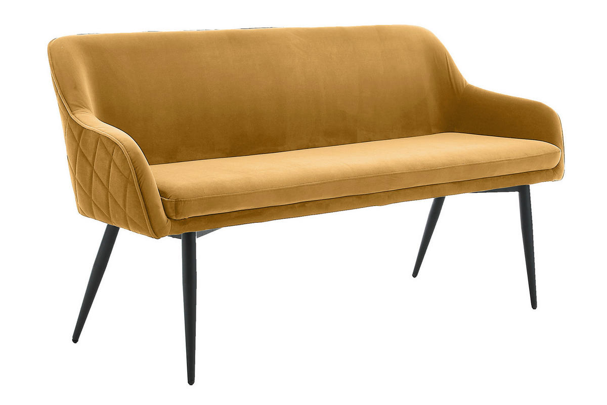SITZBANK 160/85/61 cm Samt Senfgelb Metall  - Senfgelb/Schwarz, MODERN, Textil/Metall (160/85/61cm) - Livetastic