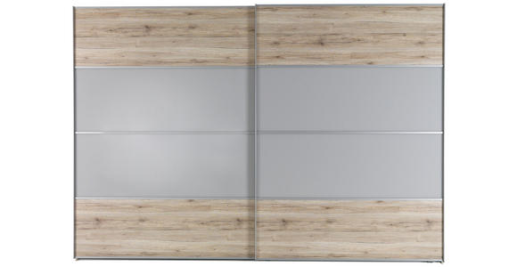 SCHWEBETÜRENSCHRANK in Eichefarben, Hellgrau - Eichefarben/Hellgrau, KONVENTIONELL, Glas/Holzwerkstoff (340/236/68cm) - Cantus