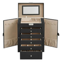 SCHMUCKKÄSTCHEN - Beige/Schwarz, Trend, Leder/Holzwerkstoff (26/32/15,6cm) - Boxxx