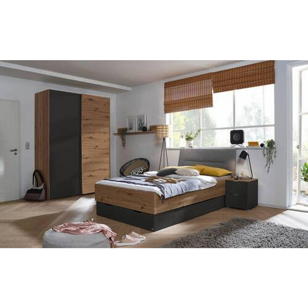 Thumbnail - Stylife Bett, Graphit, Grau, Eiche Artisan, Textil, 140x200 cm, Blauer Engel, Goldenes M, Made in Germany, Über- und Son...