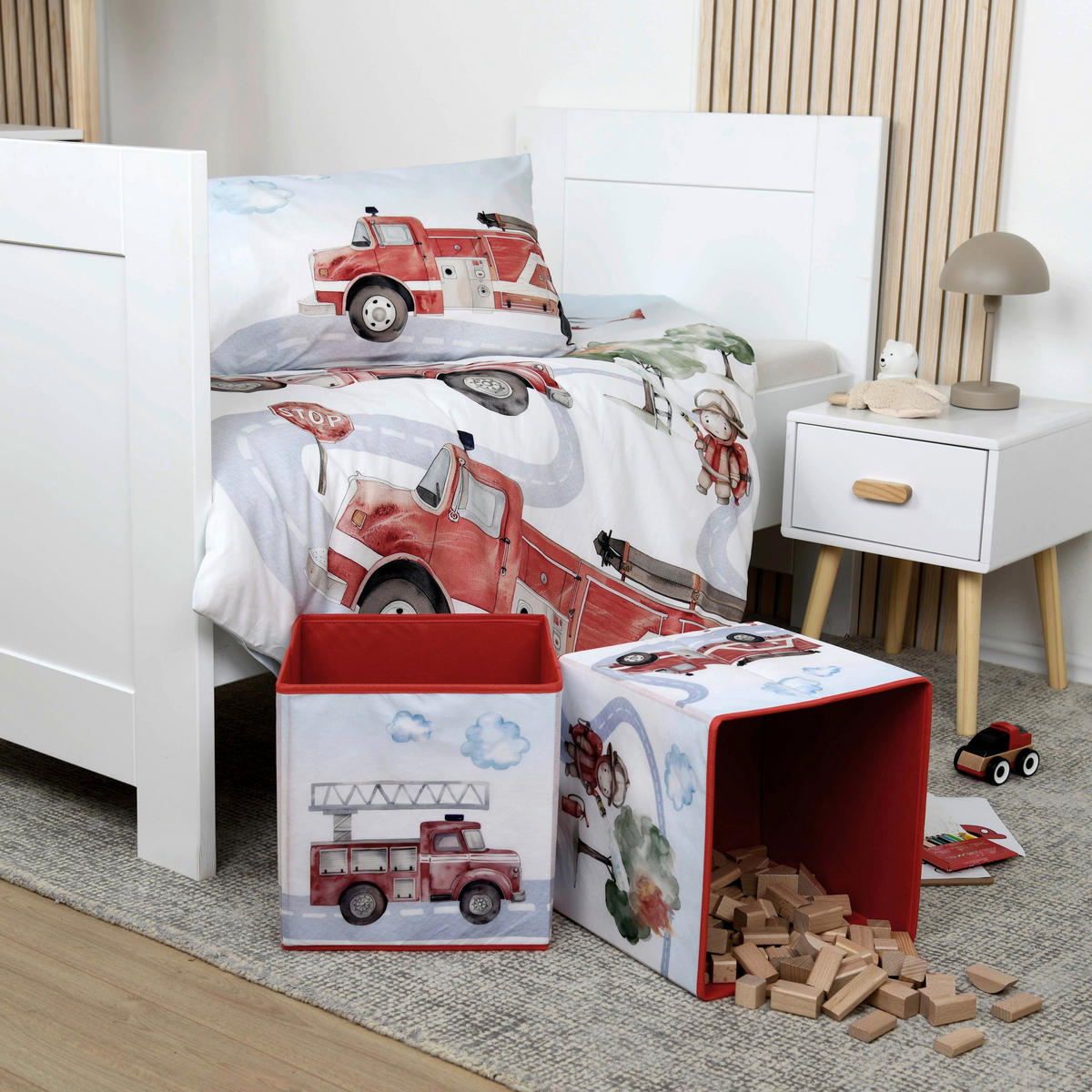 BABYBETTWÄSCHE Feuerwehr Renforcé 100/135 cm  - Rot/Weiß, Basics, Textil (100/135cm) - baby best