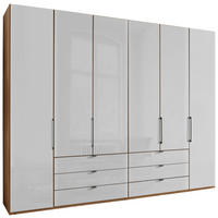 DREHTÜRENSCHRANK 300/216/58 cm 6-türig Weiß, Eiche Bianco  - Schieferfarben/Eiche Bianco, KONVENTIONELL, Glas/Holzwerkstoff (300/216/58cm) - Dieter Knoll
